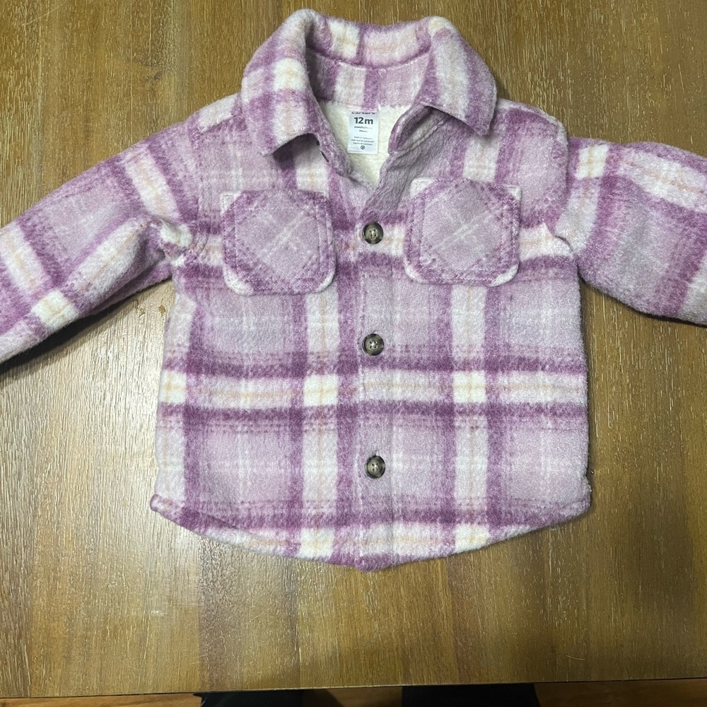 Carter's Lavender Plaid Sherpa-Lined Shirt Jacket
